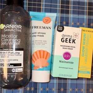 4 PC Beauty Summer Makeover Bundle: Garnier, dermaGEEK, 2 Freeman Products NEW